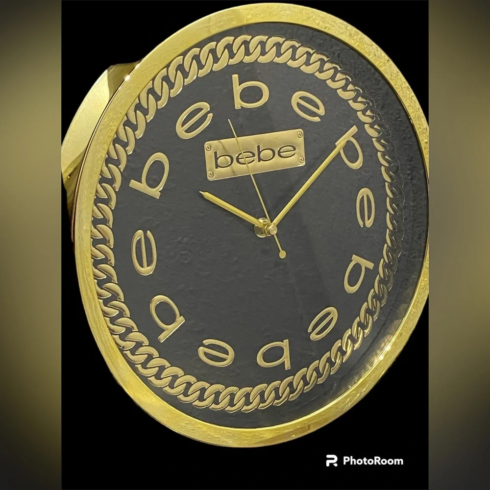 NWT•Black & Gold bebe wall clock